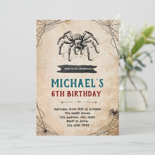 Spider party uitnodiging (Staand voorkant)