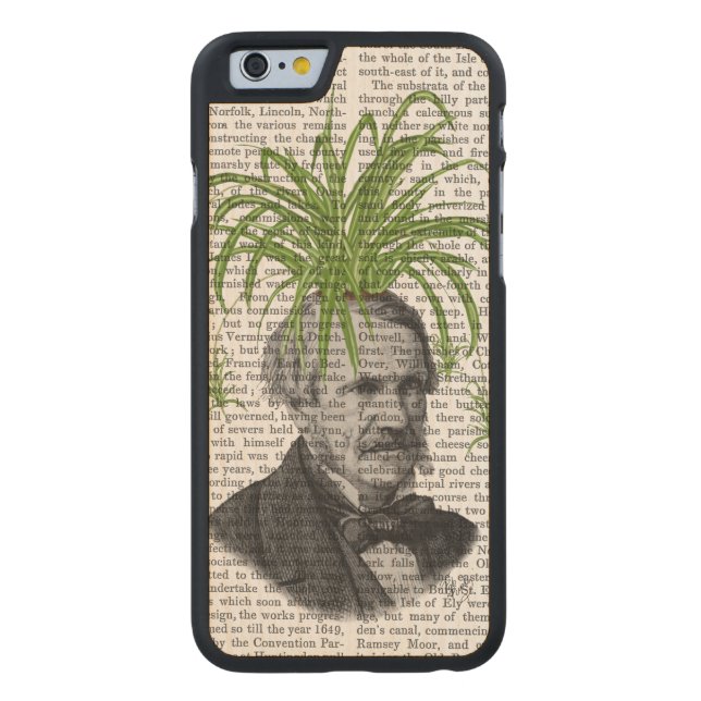 Spider Plant Head Carved Wood iPhone Hoesje (Achterkant)
