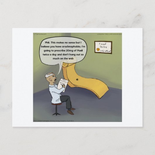 Spider Psychiatrische patiënt Funny Comic Briefkaart (Voorkant)