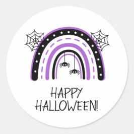 Spider Rainbow Happy Halloween Ronde Sticker