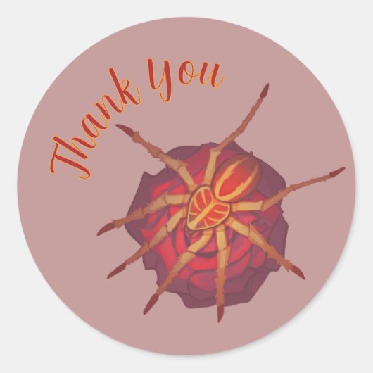Spider rose, thank you  ronde sticker (Voorkant)