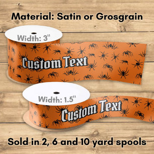 Spider Silhouettes Pattern Satin Ribbon Satijnen Lint