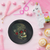 Spider Skull & Rozen Glam Gothic Party Papieren Bordje (Feest)