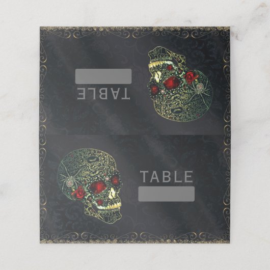 Spider Skull & Rozen Glam Gothic Party Plaatskaartje (Buitenkant ongevouwen)