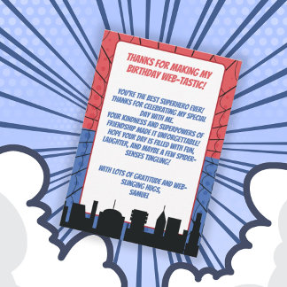 Spider superheld rode en blauwe verjaardag bedankkaart