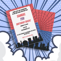 Spider superheld rode en blauwe verjaardag