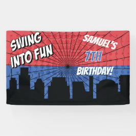 Spider Superheld Rood en Blauw Web Spandoek