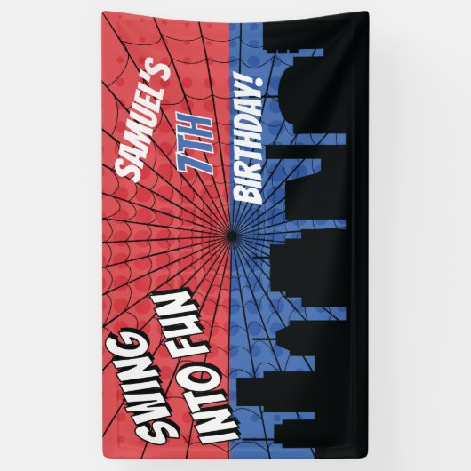 Spider Superheld Rood en Blauw Web Spandoek (Verticaal)