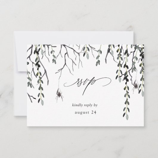 Spider & Twigs Halloween W Meal RSVP Wit Kaartje (Voorkant)