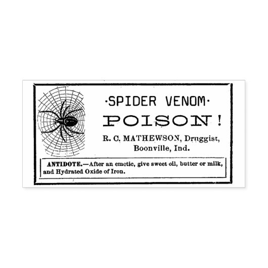 SPIDER VENOM -  Apotheker Label Rubberstempel (Afrduk)