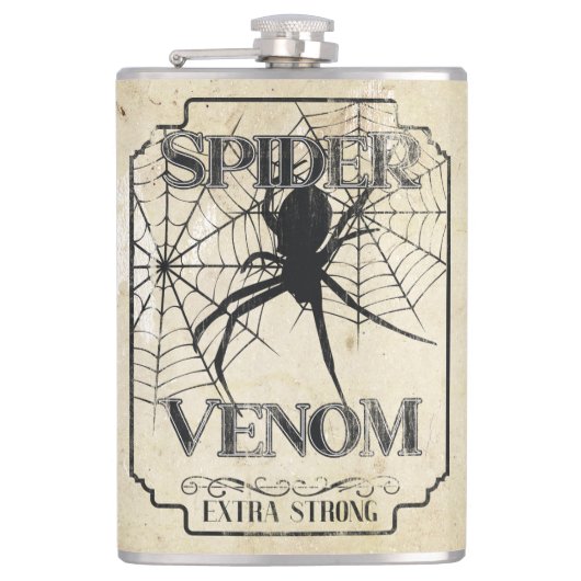 Spider Venom - Donkere Gotische Humor Heupfles (Voorkant)