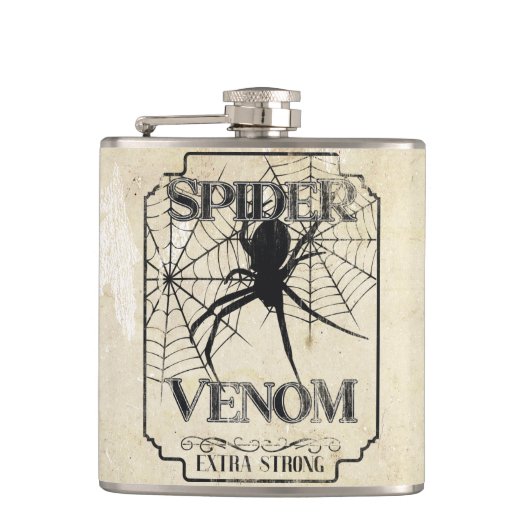 Spider Venom - Donkere Gotische Humor Heupfles (Voorkant)