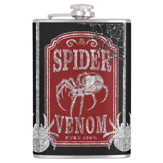 Spider Venom Glitter Halloween Heupfles (Voorkant)