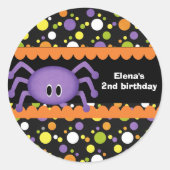 Spider Verjaardag Halloween Ronde Sticker (Voorkant)
