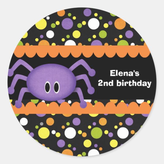 Spider Verjaardag Halloween Ronde Sticker (Voorkant)