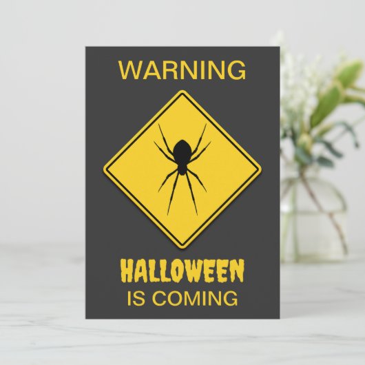 Spider Warning Halloween Kaart (Staand voorkant)