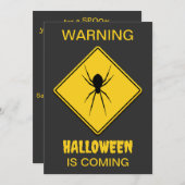 Spider Warning Halloween Kaart (Voorkant / Achterkant)