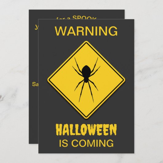 Spider Warning Halloween Kaart (Voorkant / Achterkant)