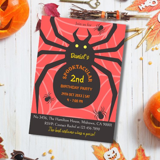 Spider Web 2e Verjaardag Spooky Halloween Party Kaart