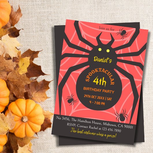 Spider Web 4e Verjaardag Spooky Halloween Party Kaart