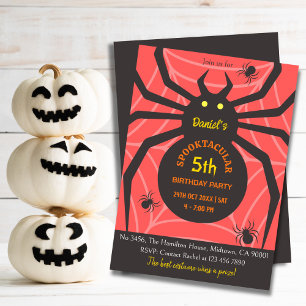 Spider Web 5th Birthday Spooky Halloween Party Kaart