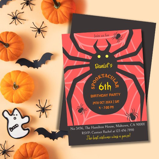 Spider Web 6e Verjaardag Spooky Halloween Party Kaart