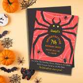 Spider Web 7e Verjaardag Spooky Halloween Party Kaart