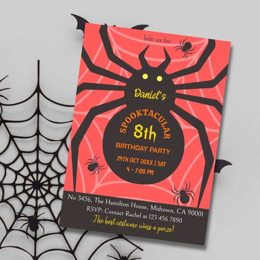 Spider Web 8e Verjaardag Spooky Halloween Party Kaart