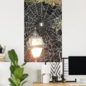 Spider Web at Night Photography Arachnology Poster (Thuiskantoor)