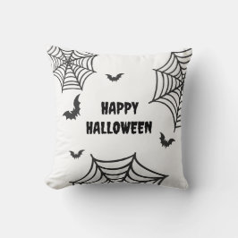 Spider web Bat Zwart-wit Happy Halloween Kussen