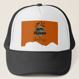 Spider Web Bats Moon Spooky Modern Happy Halloween Trucker Pet