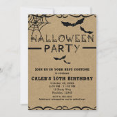 Spider Web & Bats Schattige Halloween Kostuumfeest Kaart (Voorkant)