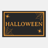 Spider Web Black Orange Halloween Word Rechthoekige Sticker (Voorkant)