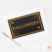Spider Web Black Orange Halloween Word Rechthoekige Sticker (Envelop)