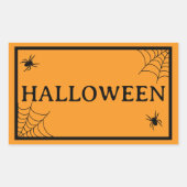 Spider Web Black Orange Halloween Word Rechthoekige Sticker (Voorkant)