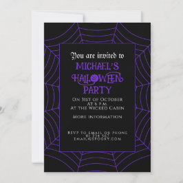 Spider web black purple white Halloween party Kaart