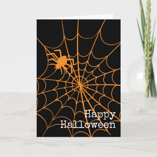 Spider Web Creepy Halloween Wenskaart Kaart (Voorkant)