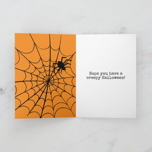 Spider Web Creepy Halloween Wenskaart Kaart (Binnen)
