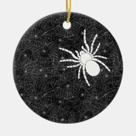 Spider Web en Big White Spider Spooky Halloween Keramisch Ornament