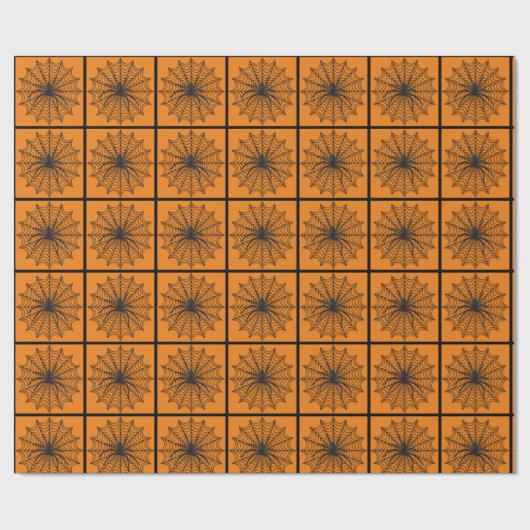 Spider Web en Black Spider Halloween Cadeaupapier (Vlak)