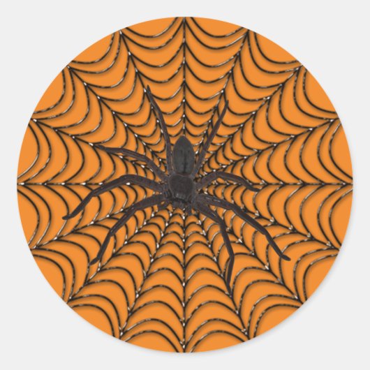 Spider Web en Black Spider Halloween Ronde Sticker (Voorkant)