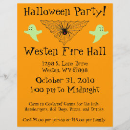Spider Web en Ghost Halloween Party Flyer