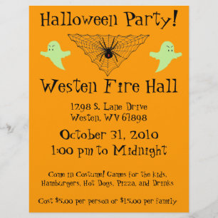 Spider Web en Ghost Halloween Party Flyer