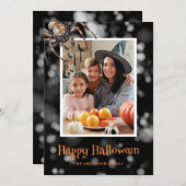 Spider Web Foto Happy Halloween Kaart (Voorkant / Achterkant)