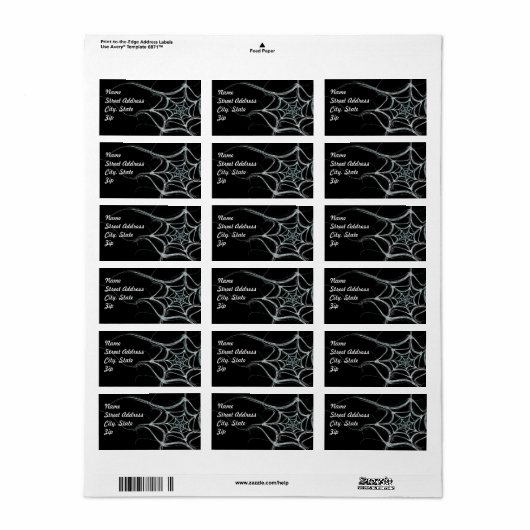 Spider Web Fractal Background Address Sticker (Full Sheet)