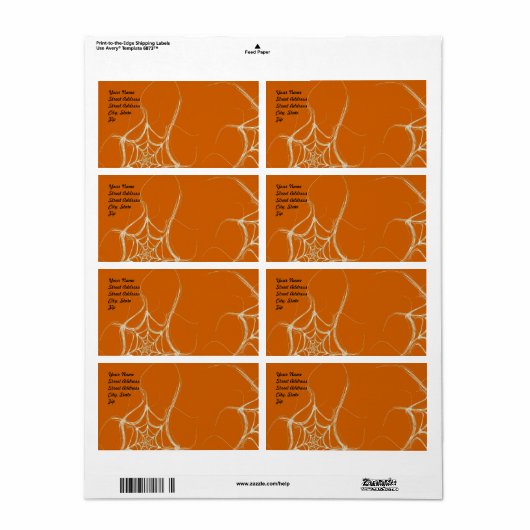 Spider Web Fractal Background Shipping Label (Full Sheet)
