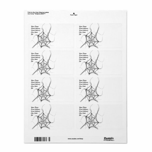 Spider Web Fractal Background Shipping Label (Full Sheet)