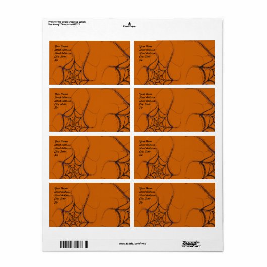 Spider Web Fractal Background Shipping Label (Full Sheet)