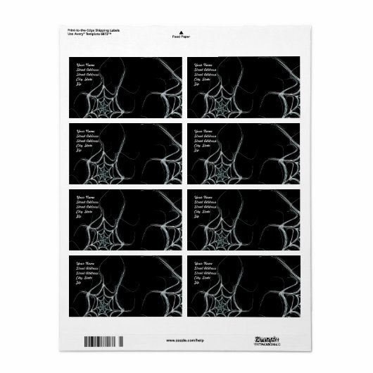 Spider Web Fractal Background Shipping Label (Full Sheet)