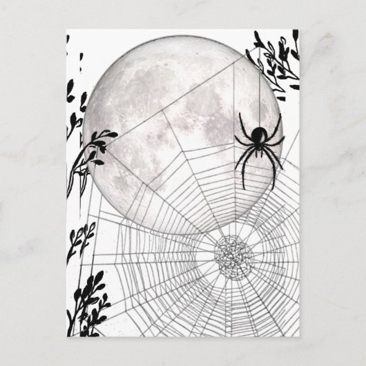 Spider Web, Full Moon, Iconic Gothic, Gothic Gifts Briefkaart (Voorkant)